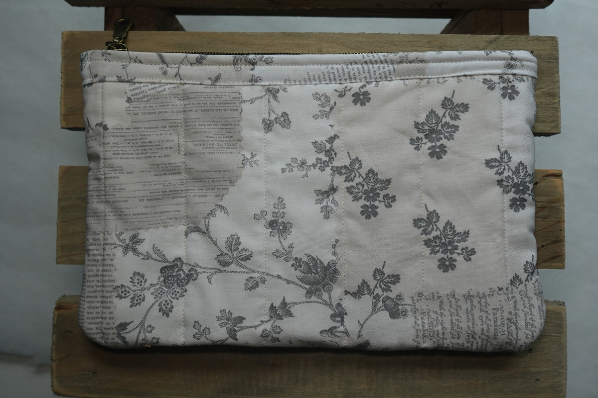 Whispered Pages Handmade Medium Quilted Zipper Pouch