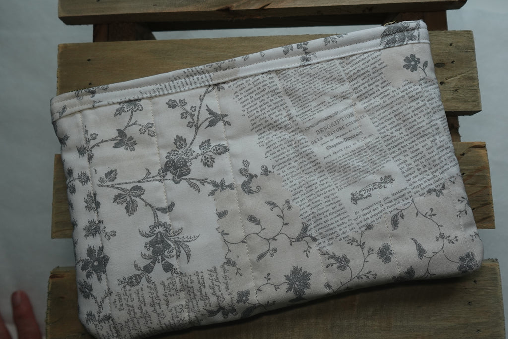 Whispered Pages Handmade Medium Quilted Zipper Pouch