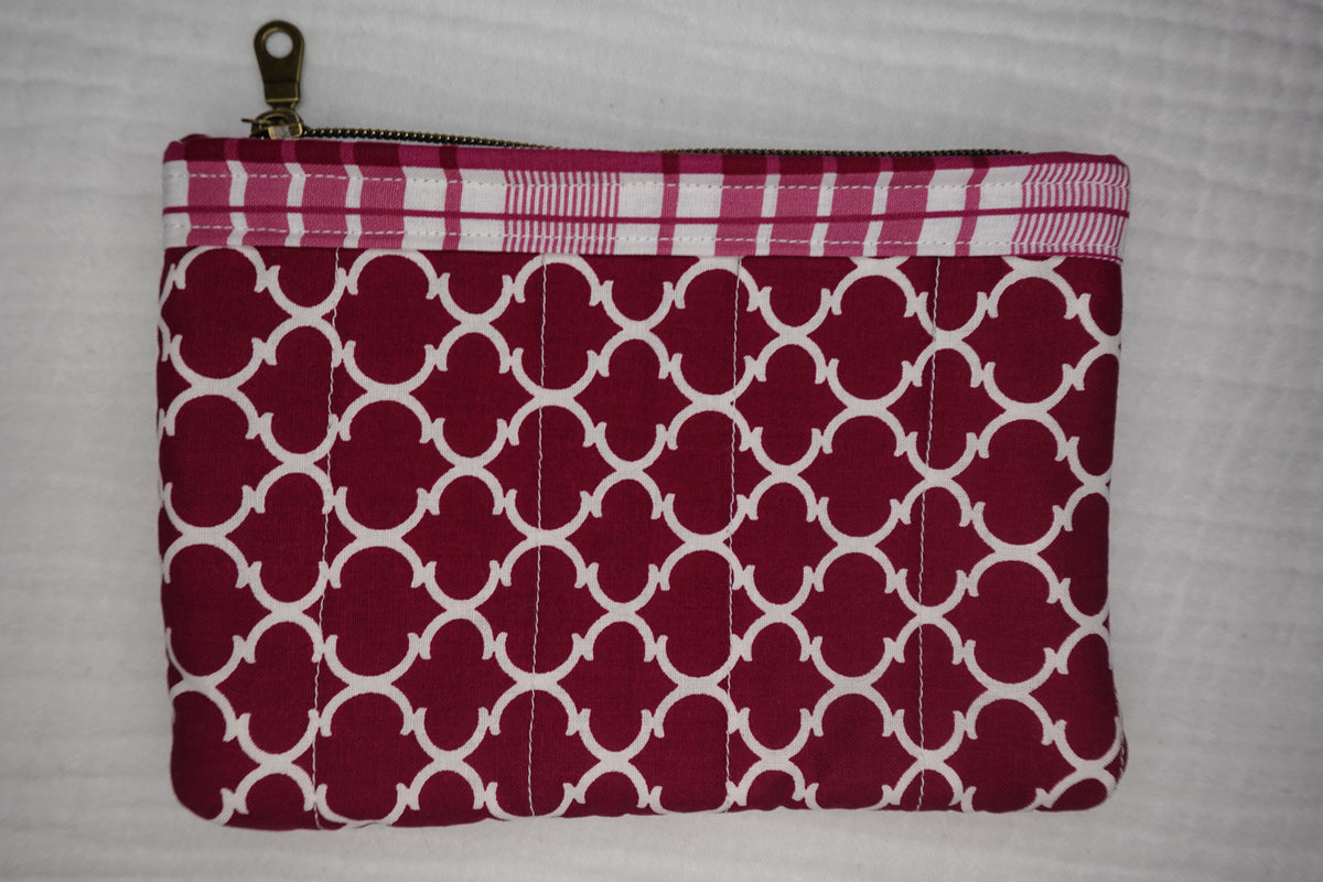 Rich Berry Medium Quilted Zipper Pouch