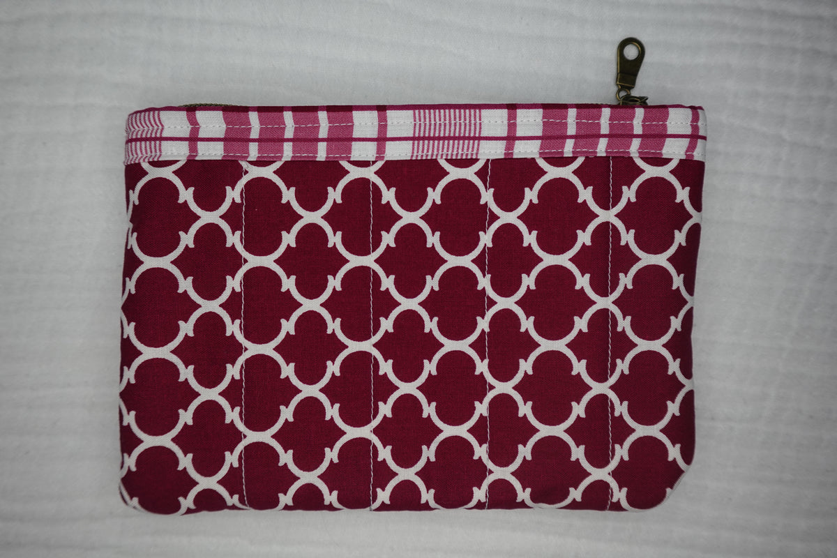 Rich Berry Medium Quilted Zipper Pouch