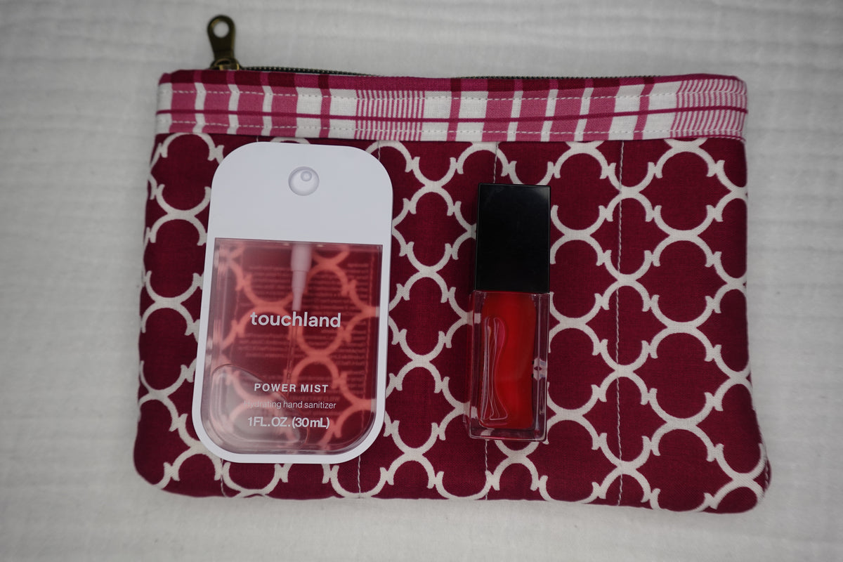 Rich Berry Medium Quilted Zipper Pouch