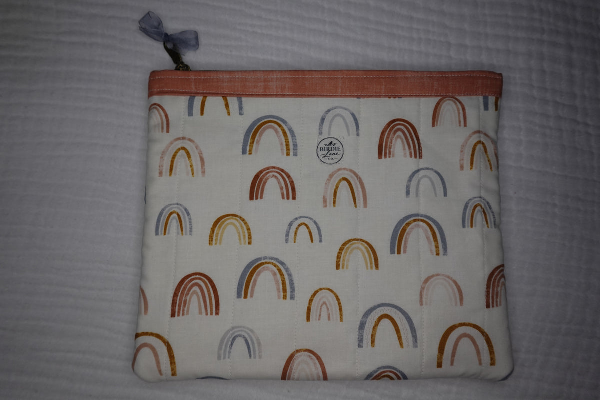 Boho Rainbow Large Quilted Zipper Pouch