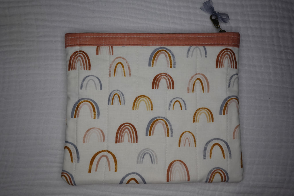 Boho Rainbow Large Quilted Zipper Pouch