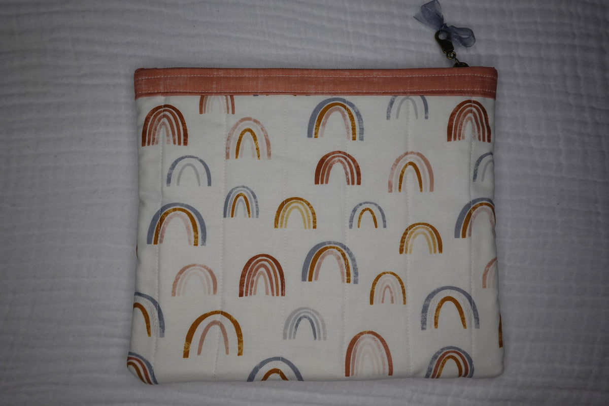 Boho Rainbow Large Quilted Zipper Pouch