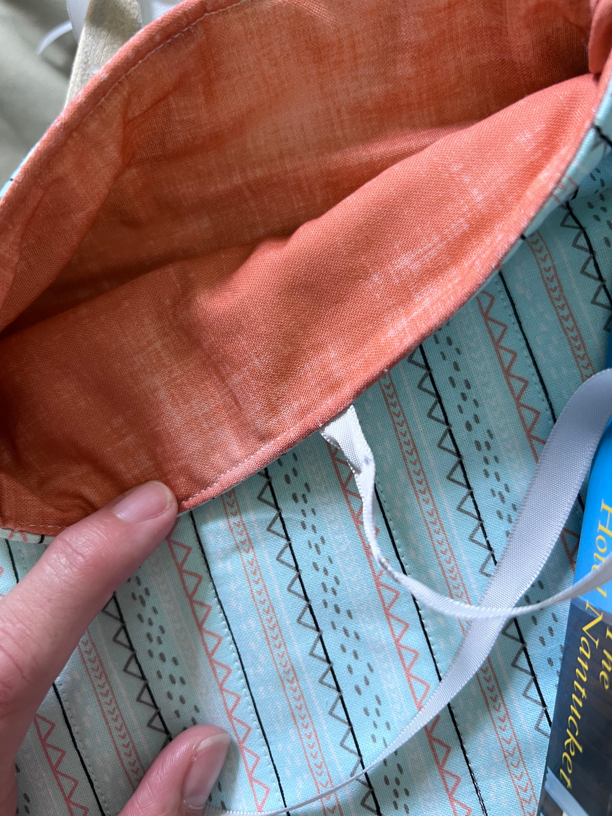 Boho Breeze Handmade Quilted Book Sleeve with Ribbon Tie