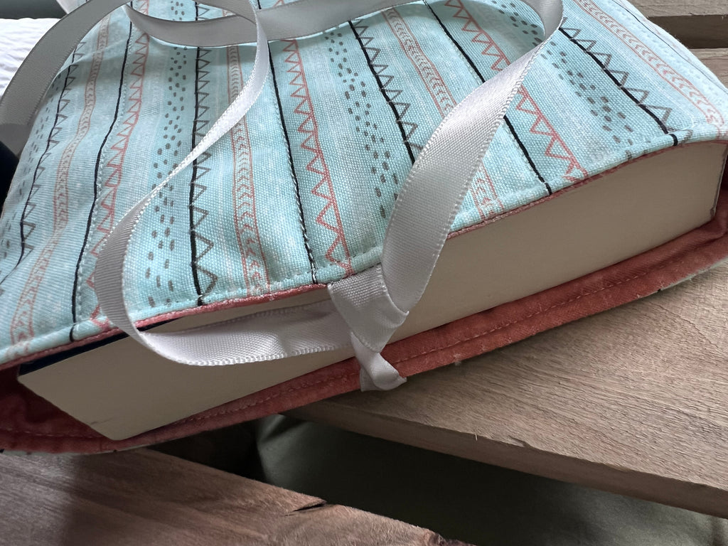 Boho Breeze Handmade Quilted Book Sleeve with Ribbon Tie