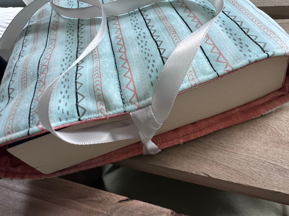 Boho Breeze Handmade Quilted Book Sleeve with Ribbon Tie