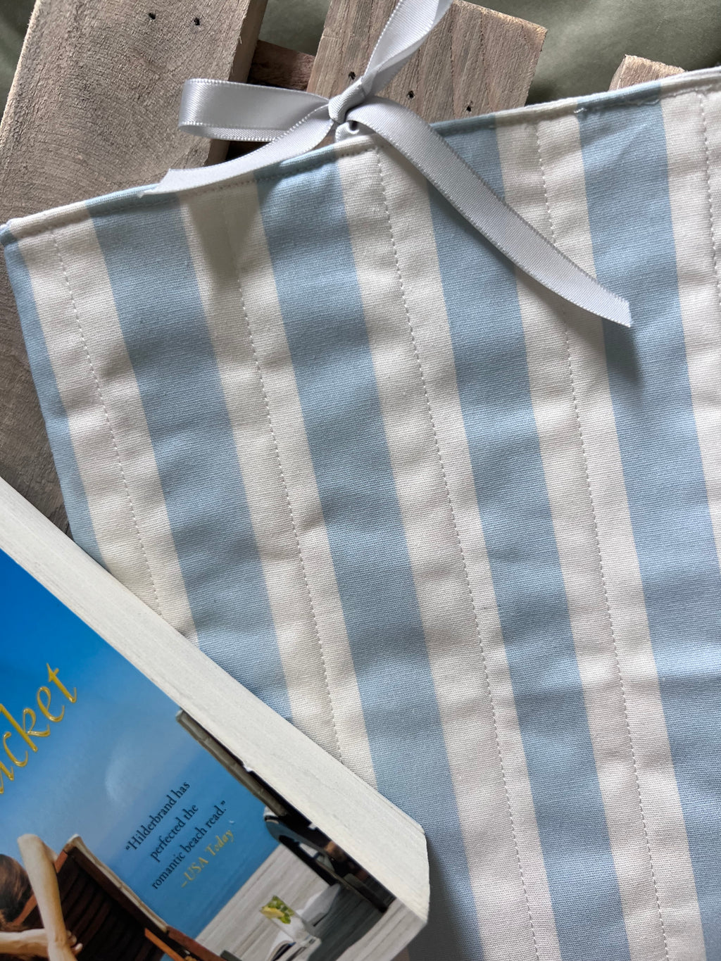 Seaside Stripes Handmade Quilted Book Sleeve
