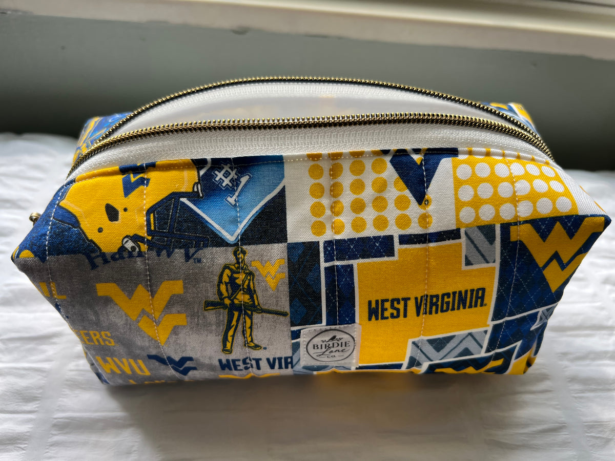 WVU Quilted Boxy Zipper Pouch