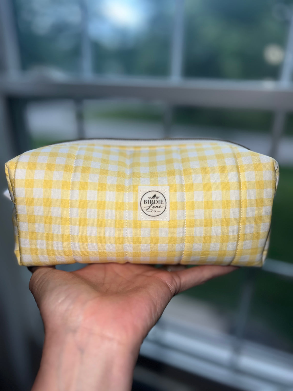 Sunny Gingham Boxy Zipper Pouch