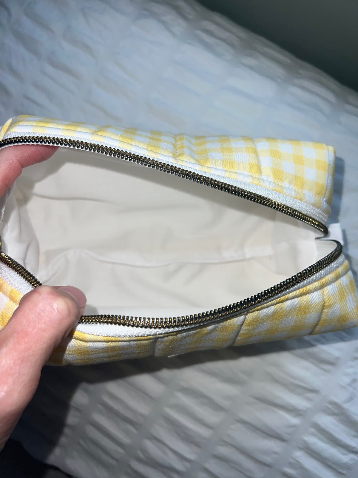Sunny Gingham Boxy Zipper Pouch