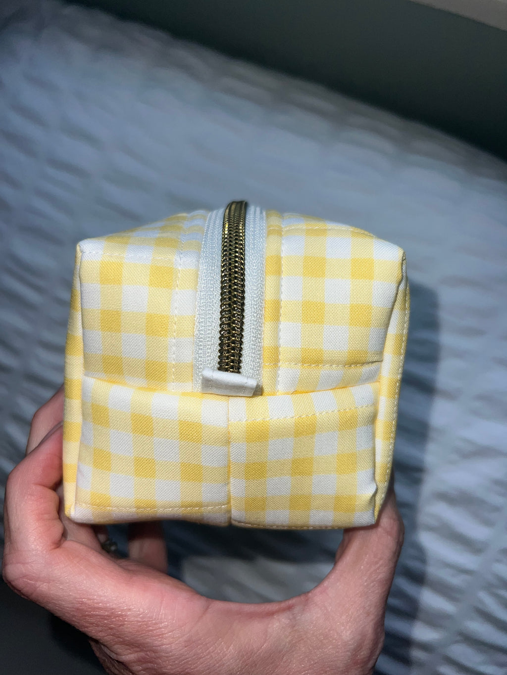 Sunny Gingham Boxy Zipper Pouch