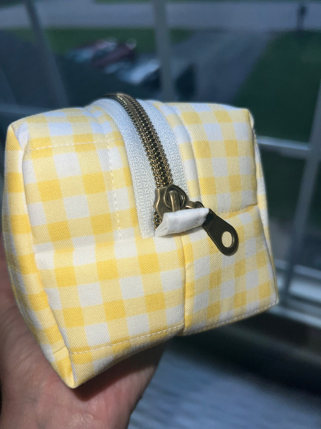 Sunny Gingham Boxy Zipper Pouch