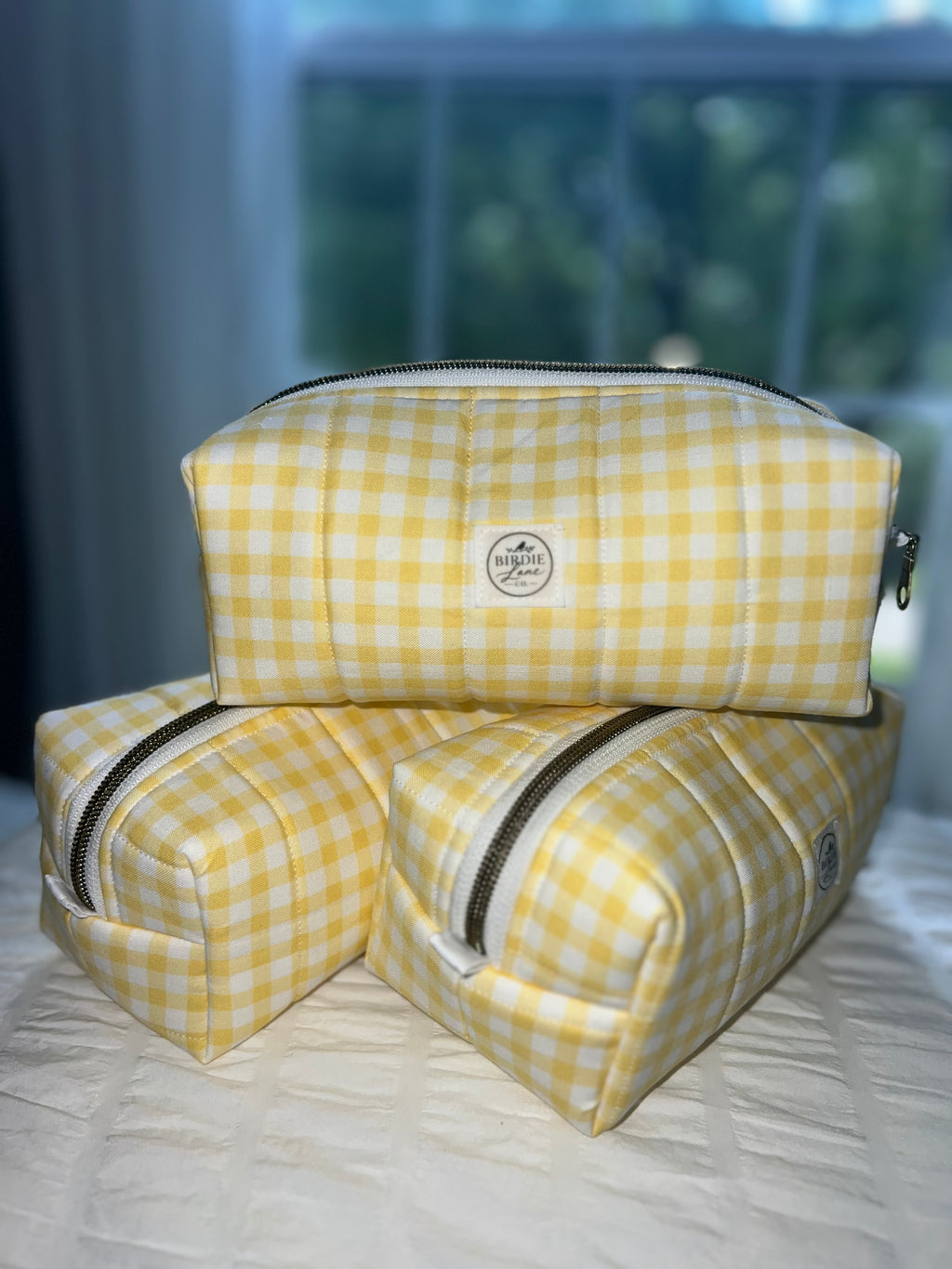 Sunny Gingham Boxy Zipper Pouch
