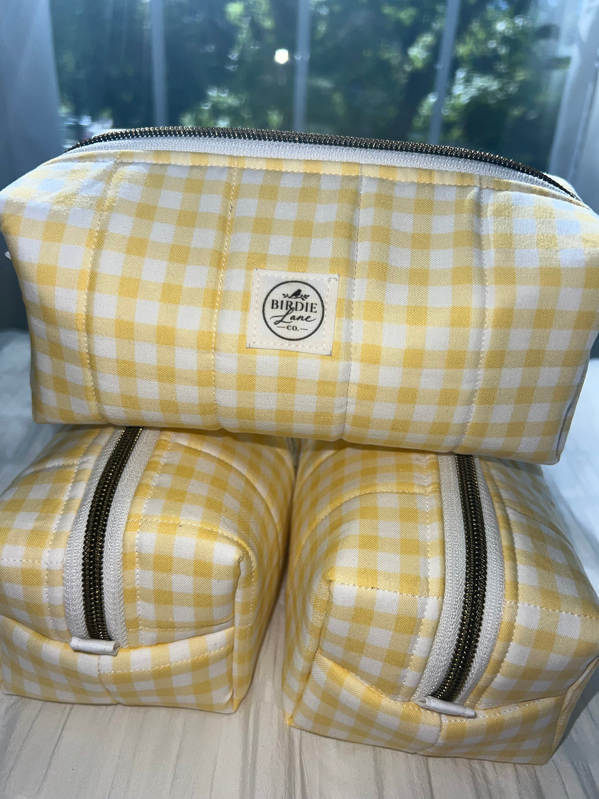 Sunny Gingham Boxy Zipper Pouch