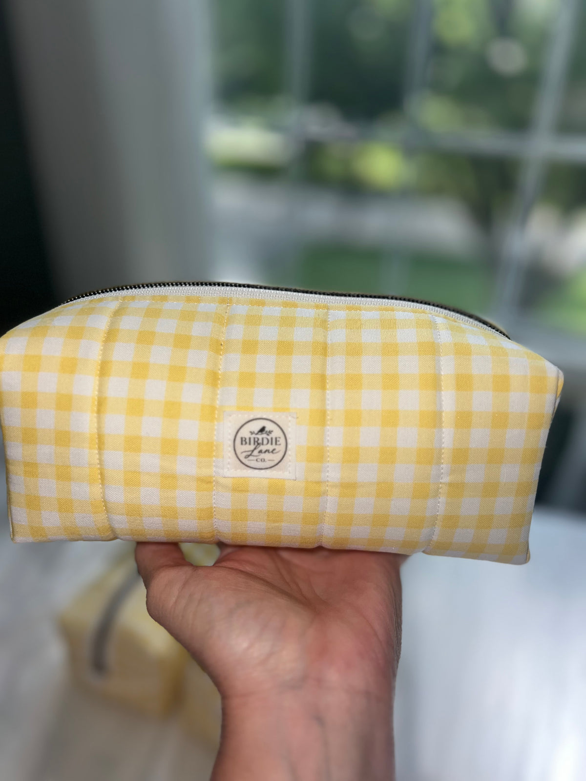 Sunny Gingham Boxy Zipper Pouch