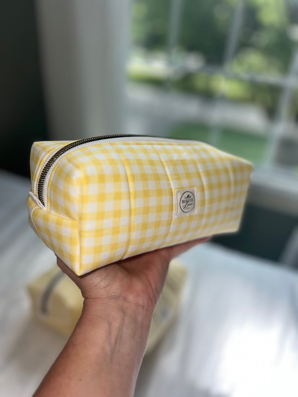 Sunny Gingham Boxy Zipper Pouch