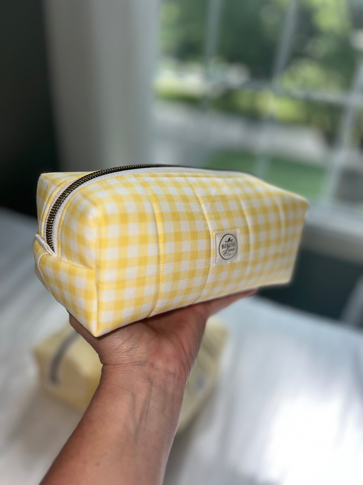 Sunny Gingham Boxy Zipper Pouch