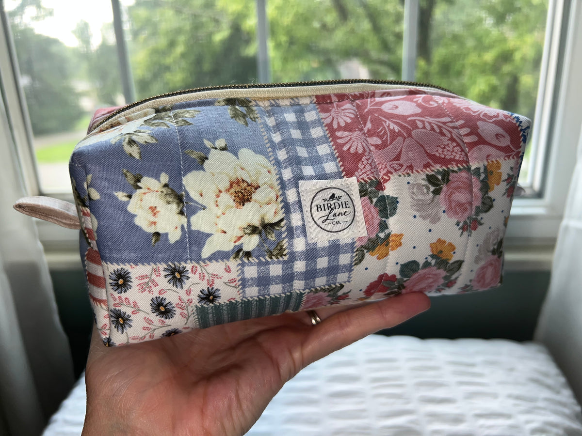 Patchwork Floral Boxy Zipper Pouch