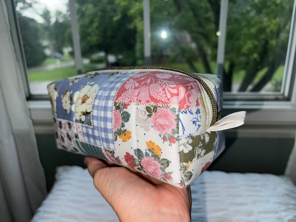 Patchwork Floral Boxy Zipper Pouch