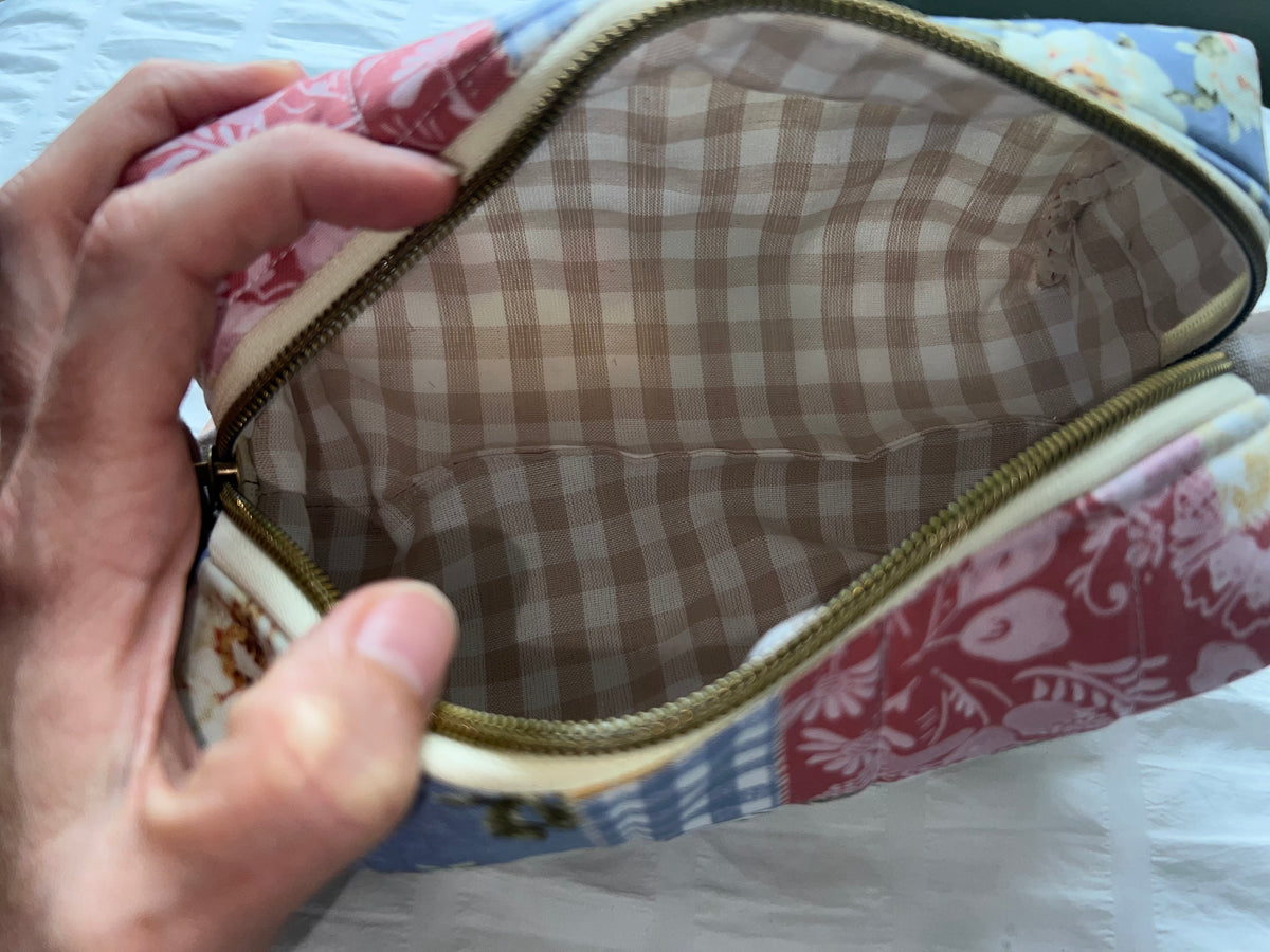 Patchwork Floral Boxy Zipper Pouch