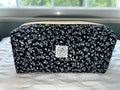 Black Floral Quilted Boxy Pouch
