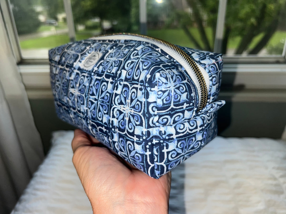 Blue Tile Quilted Boxy Pouch