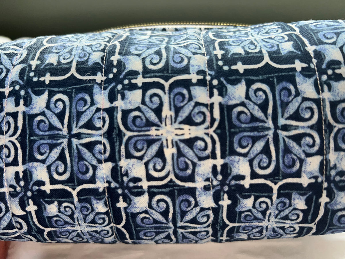 Blue Tile Quilted Boxy Pouch