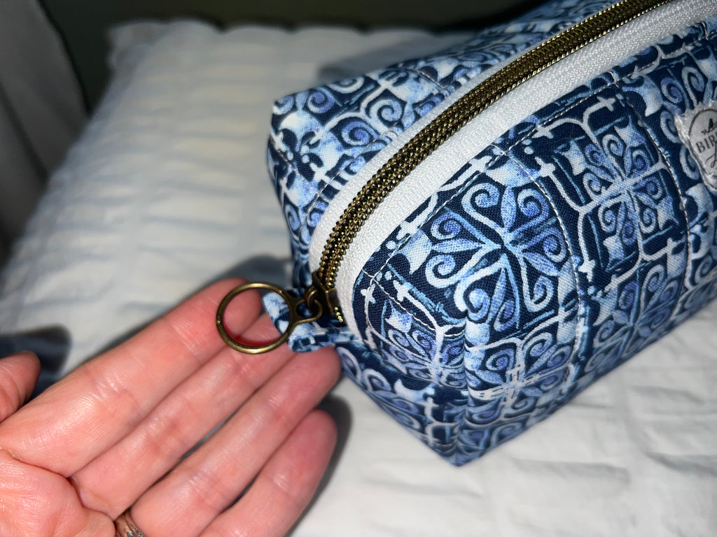 Blue Tile Quilted Boxy Pouch