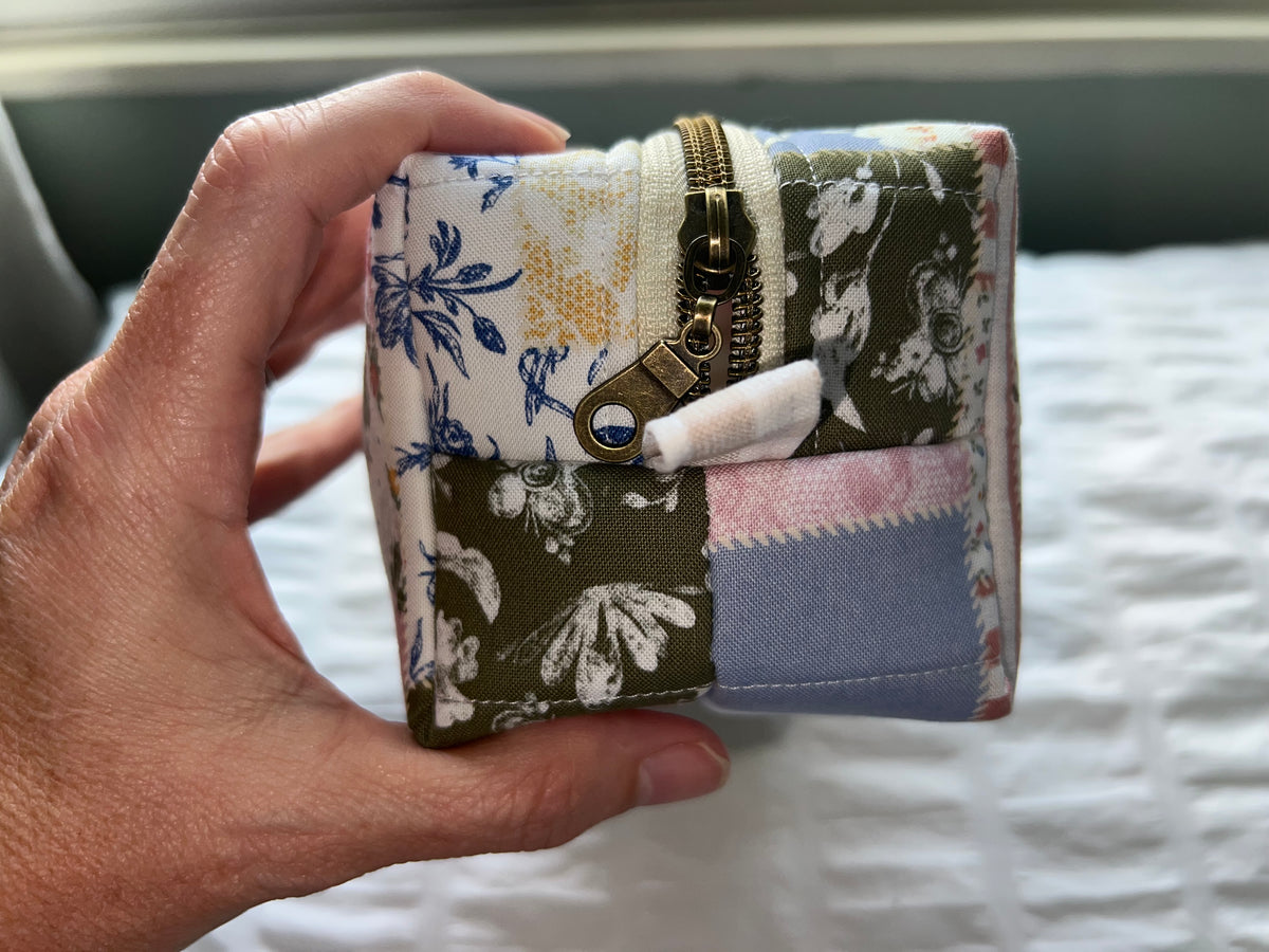 Patchwork Floral Boxy Zipper Pouch