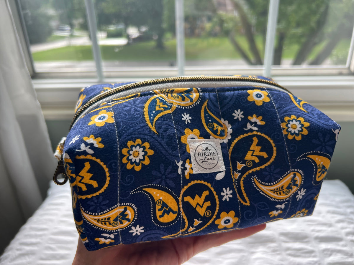 WVU Quilted Boxy Zipper Pouch