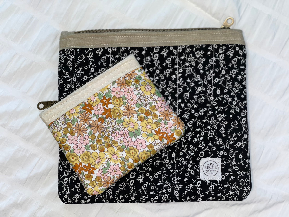 Vintage Floral Quilted Zipper Pouch