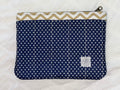 Classic Navy Polka Dot Medium Quilted Zipper Pouch