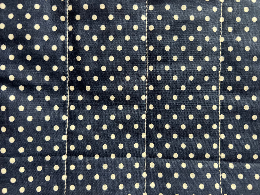 Classic Navy Polka Dot Medium Quilted Zipper Pouch