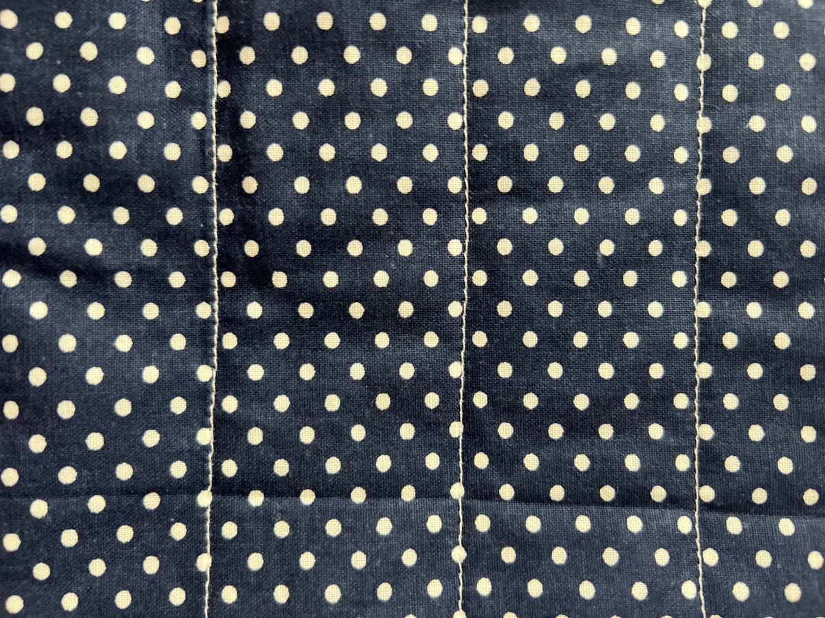 Classic Navy Polka Dot Medium Quilted Zipper Pouch