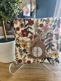 Green/Burgundy Floral Fabric Coaster Set