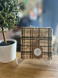 Brown/Tan Plaid Fabric Coaster Set
