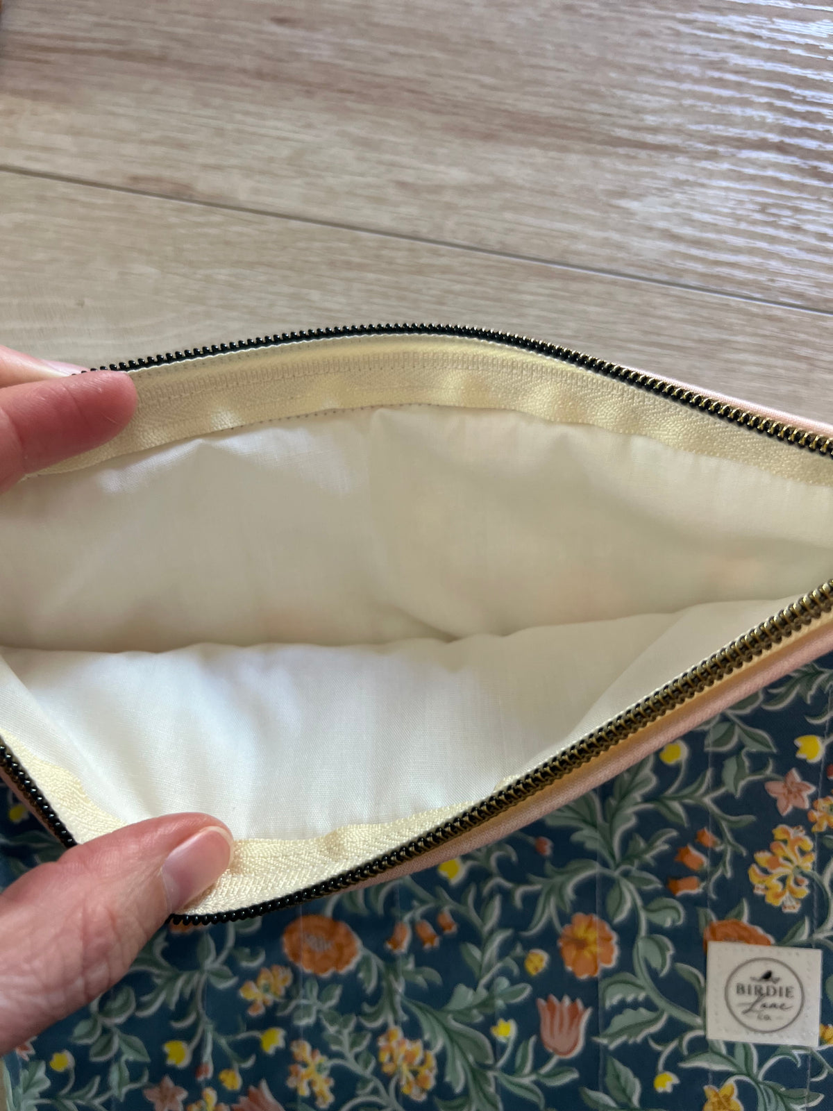 Vintage Botanical Garden Large Quilted Zipper Pouch