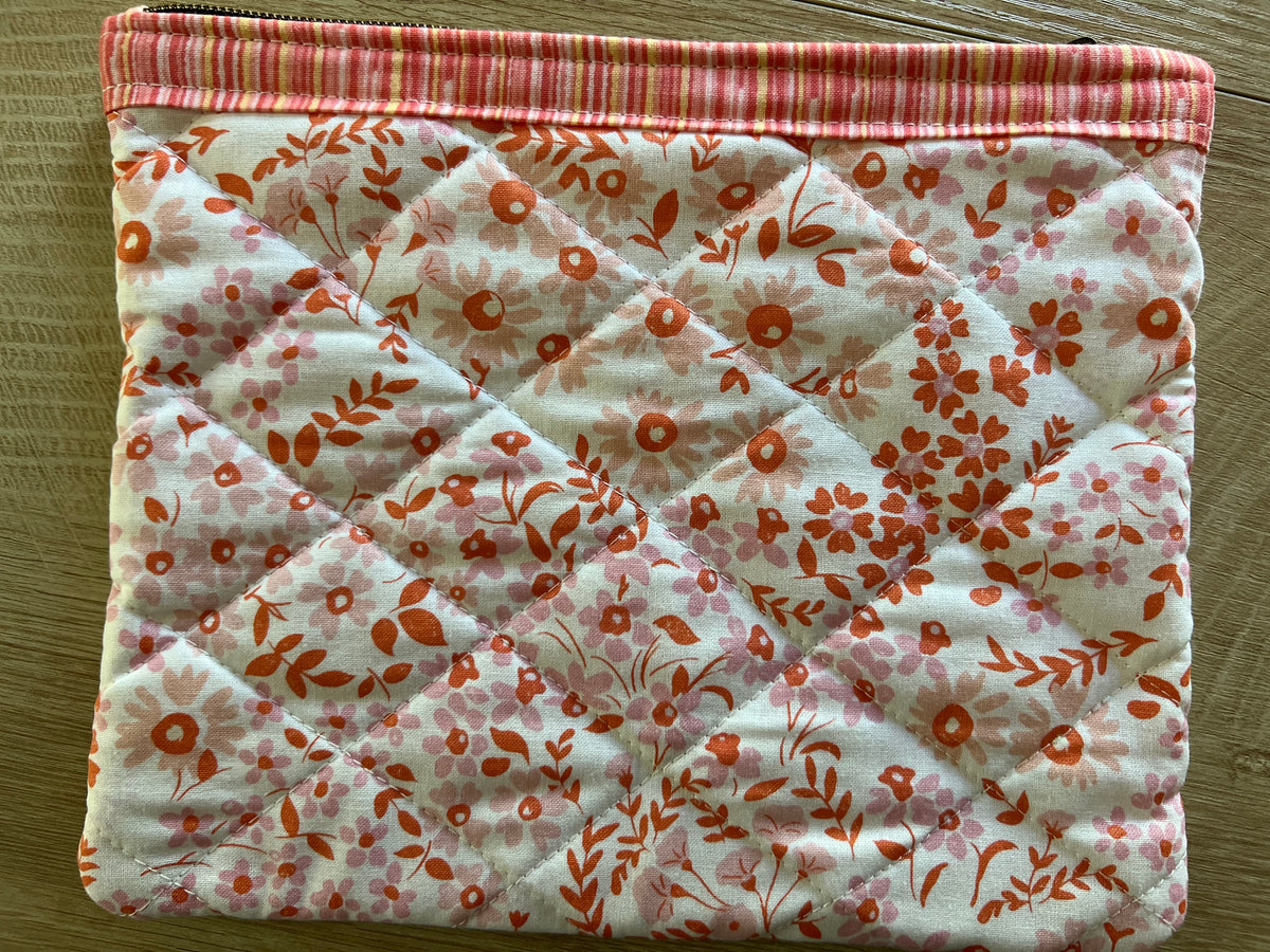 Blushing Blooms Too Large Quilted Floral Zipper Pouch