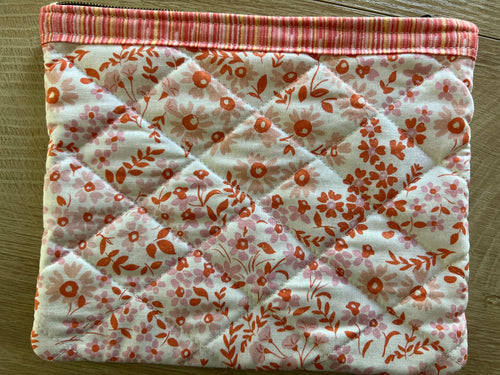 Blushing Blooms Too Large Quilted Floral Zipper Pouch