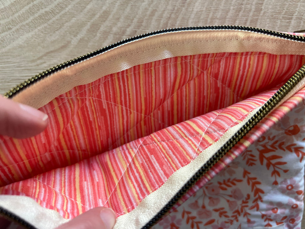 Blushing Blooms Too Large Quilted Floral Zipper Pouch