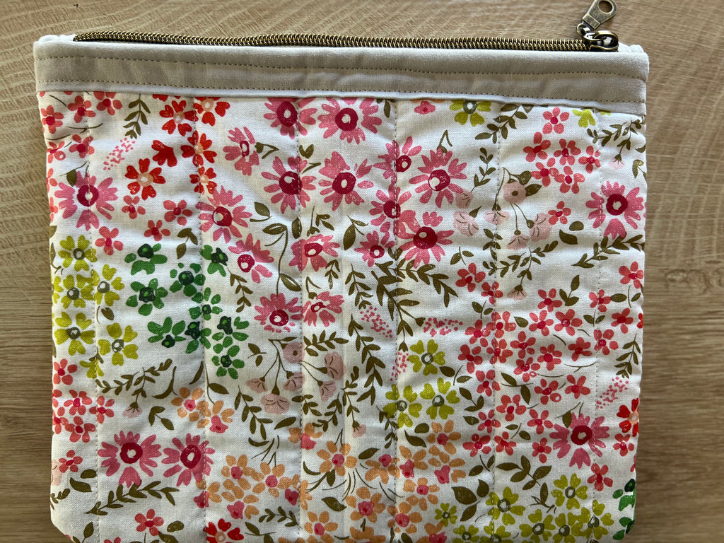 Cottage Blossom Too Large Quilted Zipper Pouch