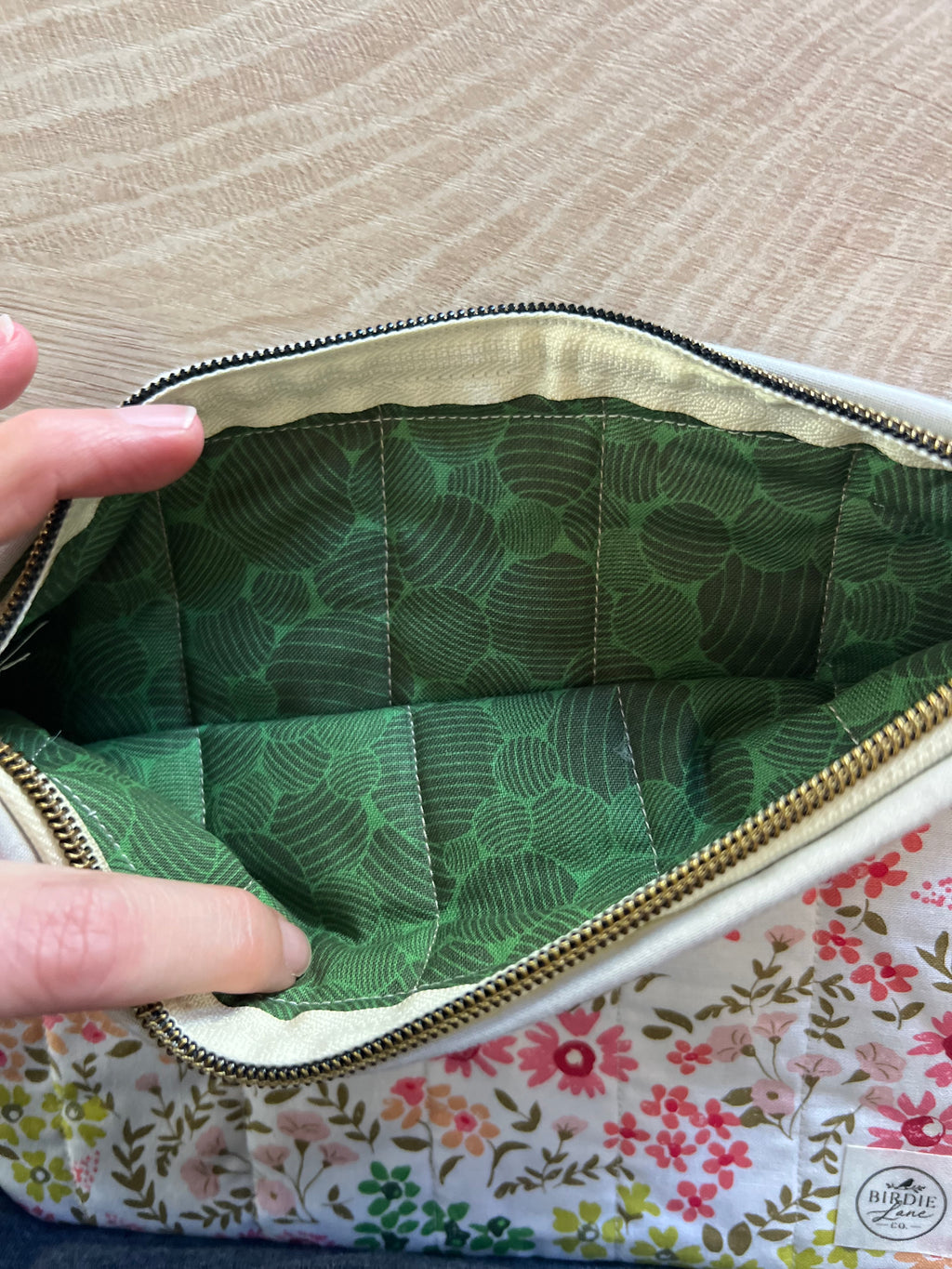 Cottage Blossom Too Large Quilted Zipper Pouch