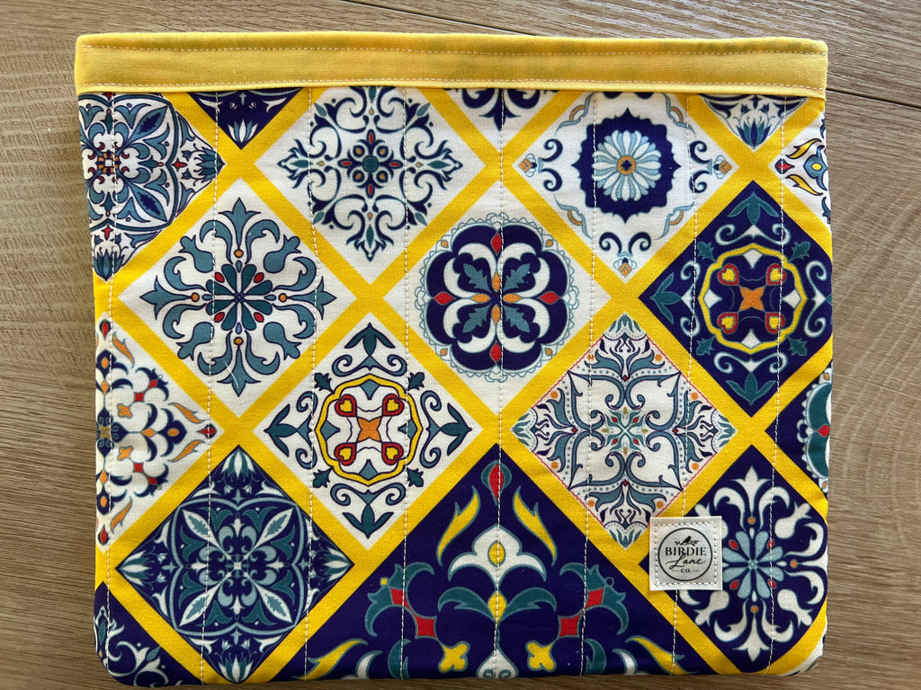 Mediterranean Mosaic Large Quilted Zipper Pouch