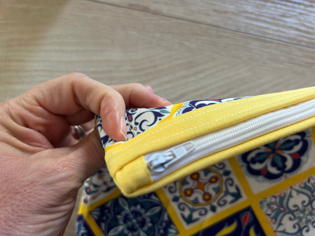 Mediterranean Mosaic Large Quilted Zipper Pouch