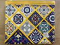 Mediterranean Blue Mosaic Large Quilted Zipper Pouch
