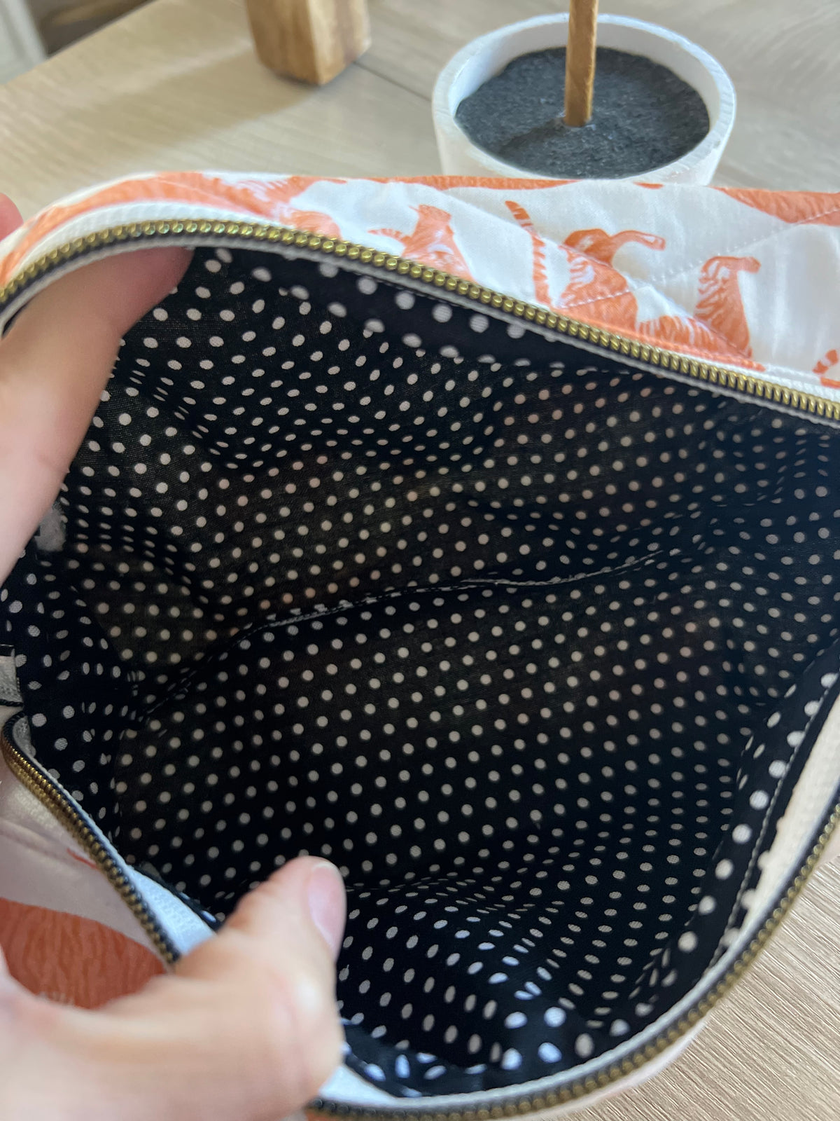 Tiger Quilted Boxy Pouch | Handmade Zipper Bag