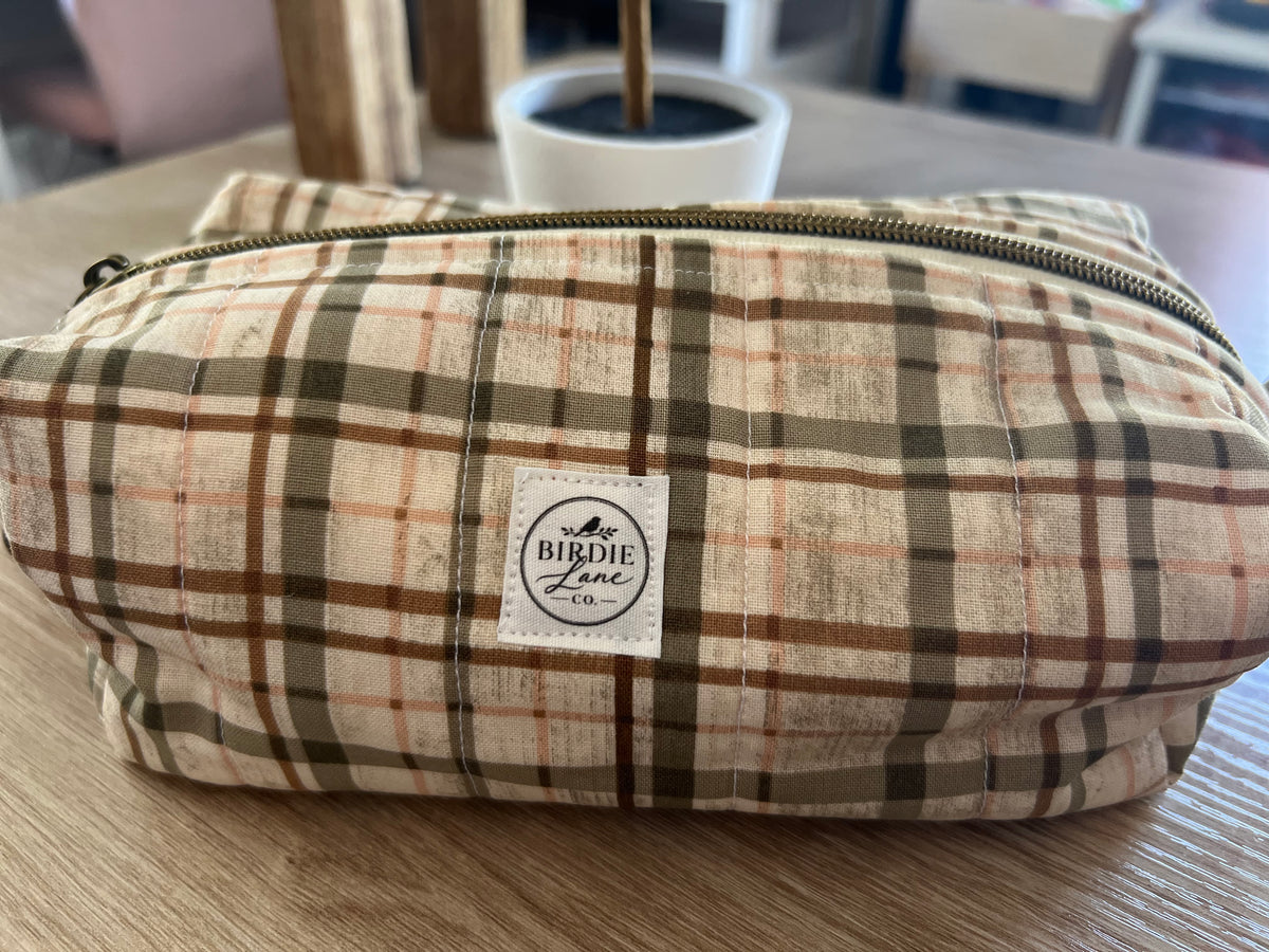 Autumn Plaid Quilted Boxy Pouch
