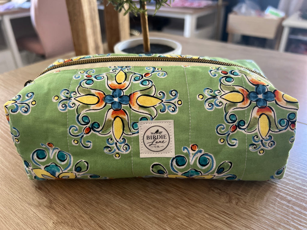 Sage Garden Quilted Boxy Pouch