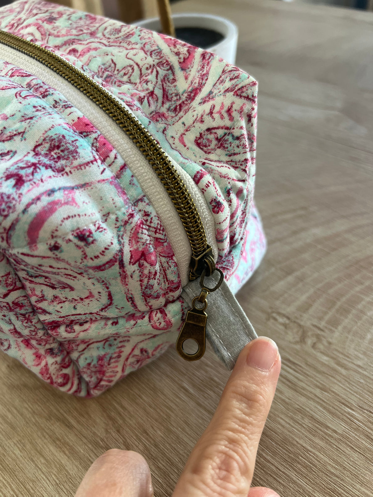 Pink Paisley Charm Quilted Boxy Pouch